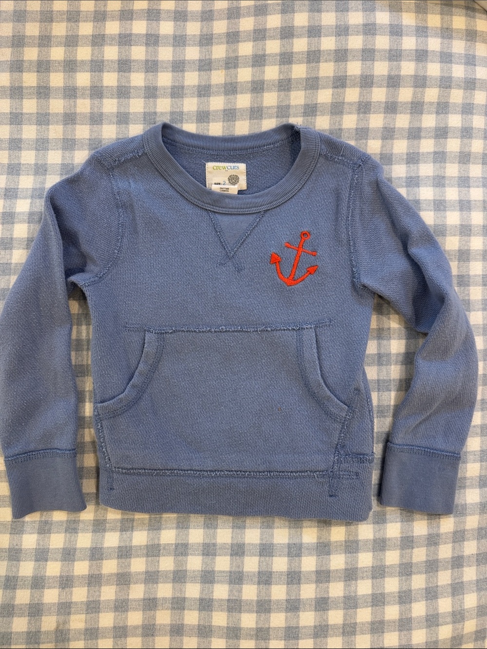 Crewcuts Light Blue Sweatshirt with Red Anchor Appliqué